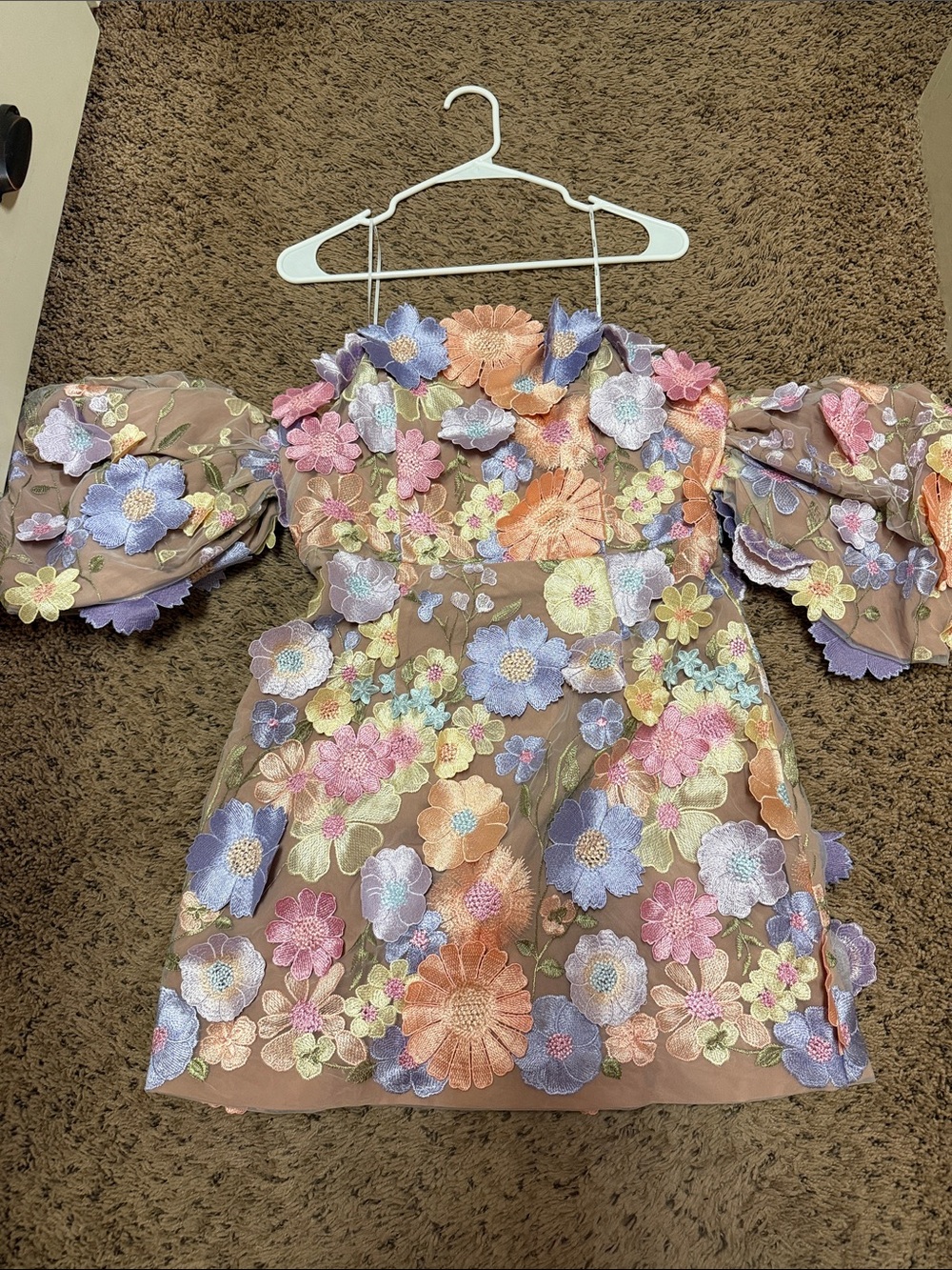 Elliatt Blush Pink Floral Applique Dress